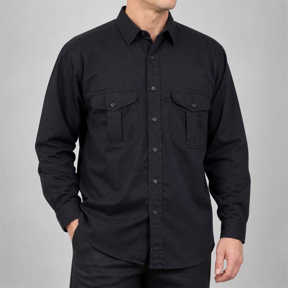 TICOMELA FR Shirt Mens Large Black Flame Resistant NFPA 2112 Workwear CAT2